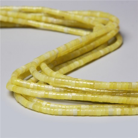 20 perles de pierres naturelles jade citron  heishi rondelle 4x2mm