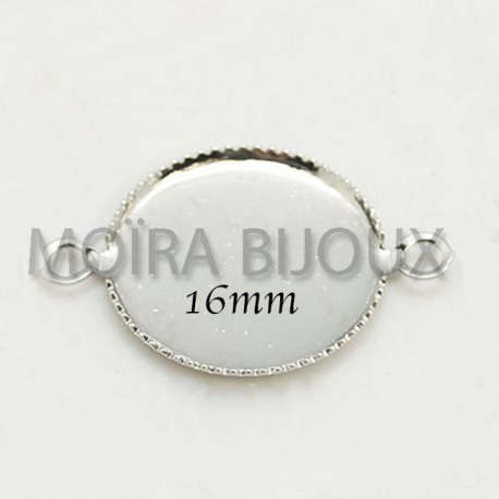 10 connecteurs laiton bordure dentelés platine 16mm