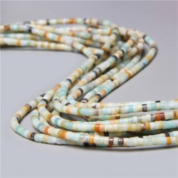 20 perles naturelles Heishi amazonite non teint 4x2mm