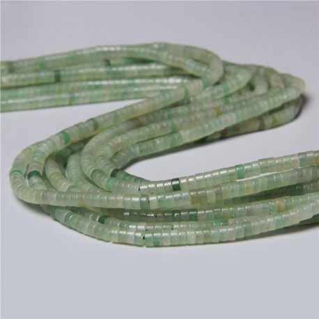 20 perles naturelles Heishi aventurine verte  non teint 4x2mm