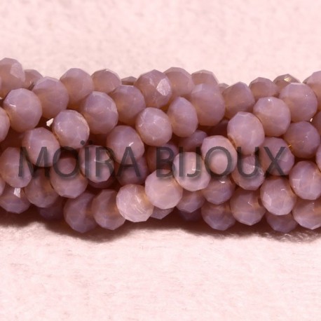 30 perles rondelles  en verre facettée lilas-mauve  4x3mm