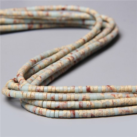 20 perles naturelles Heishi jaspe bleu ciel  non teint 4x2mm
