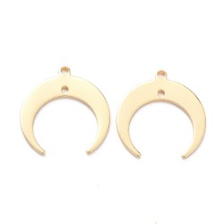 2 pendentifs croissant de lune laiton plaqué or 18x19mm