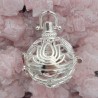 bola cage plaqué argent motif fleur de lotus 30mm