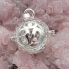 bola cage plaqué argent motif OHM 25mm