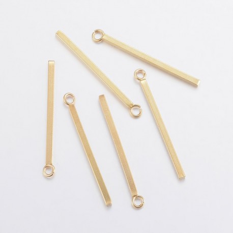 10 Pendentifs barre rectangle acier or 18x1.5mm
