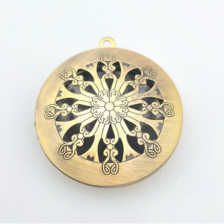 1 Pendentif médaillon bronze ethnique rosace 32mm