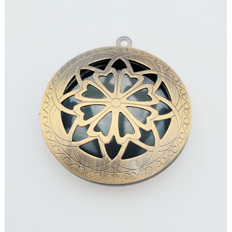 1pendentif rosace fleur bronze a ouverture bronze 32mm