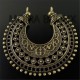2  connecteurs demi lune pendentif  ethnique bronze 40mm