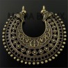2  connecteurs demi lune pendentif  ethnique bronze 40mm
