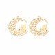 4 Estampes 22x19mm laiton or 24kt  chat sur la lune