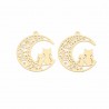 4 Estampes 22x19mm laiton or 24kt  chat sur la lune