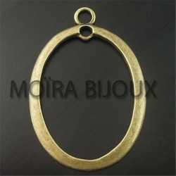 2 connecteurs pendentif ovale bronze lisse mat 43x29mm