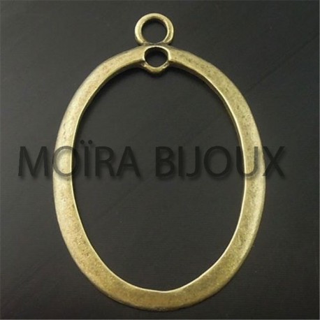 2 connecteurs pendentif ovale bronze lisse mat 43x29mm