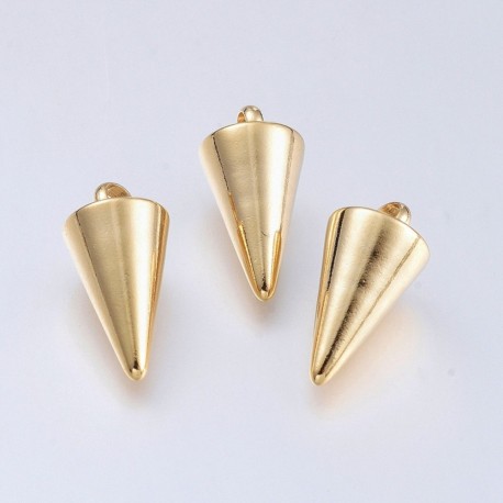 4 breloques cône acier inoxydable or 13.5x7mm