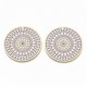 2 pendentifs rond ethnique laiton émail lilas 40mm
