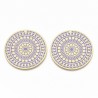 1 Pendentif  rond 40mm ethnique laiton émail lilas