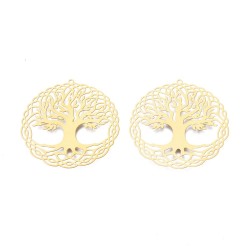 1 estampe acier plaqué or 18KT découpe laser arbre de vie 40mm