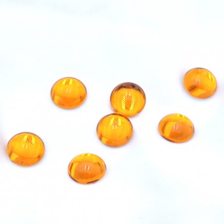 2 cabochons verre de bohème jaune d'or  fond plat 14mm