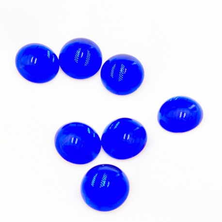 2 cabochons verre boheme 14mmbleu royal