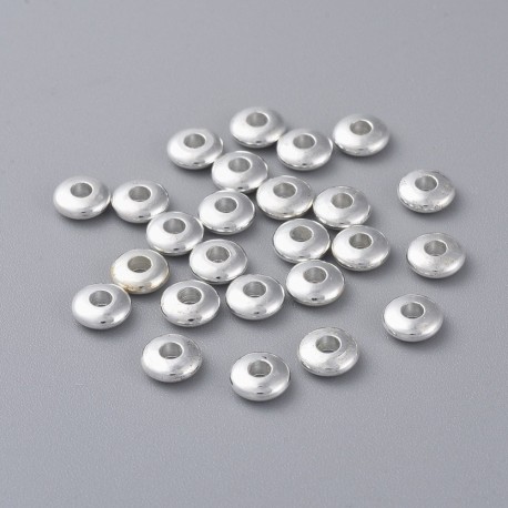 10 perles intercalaire boulier  laiton plaqué argent 6mm