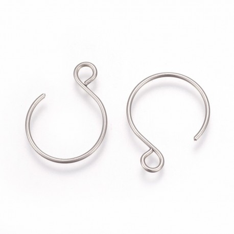 5 paires de boucles d'oreilles crochet ronde acier 18x14mm