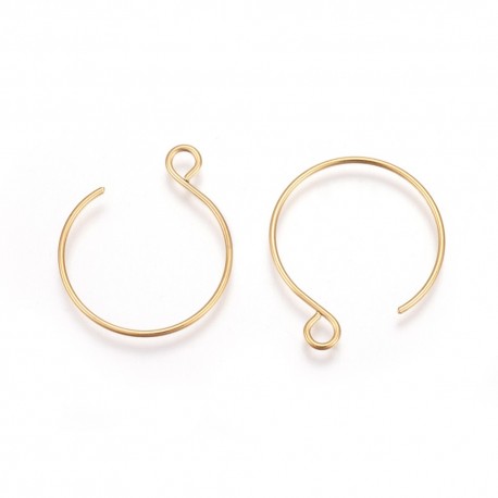 3 paires boucle d'oreille crochet acier plaqué or 18x14mm
