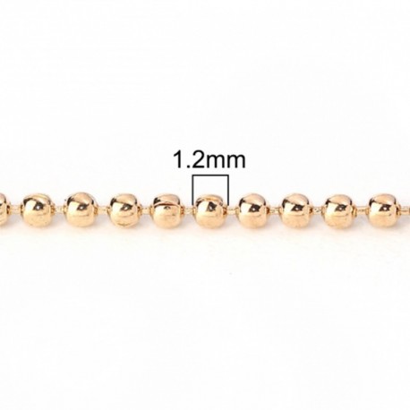 10M chaine bille 1.2mm cuivre plaqué or