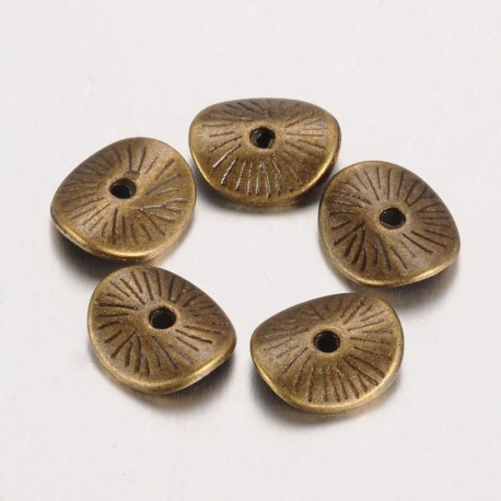 20 perles intercalaires bronze  chips bombées 9,5x8,5mm