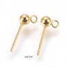 4 Boucles d'oreilles clou boule acier  or 24kt 15x3mm