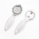 2 supports marque page cabochon fleur argenté 20mm +verre 20mm