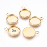 6 pendentifs cabochon ovale acier or 24KT interieur  12mm