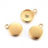 6 pendentifs cabochon ovale acier or  24kt interieur 10mm