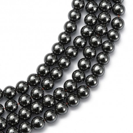 10 perles hématite rondes noire lisse brillante s