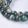 10 perles rondes lisse agate mousse verte 8mm