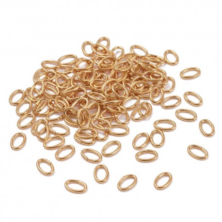 50 anneaux ovale de jonction laiton plaqué or18kt  6x4mm