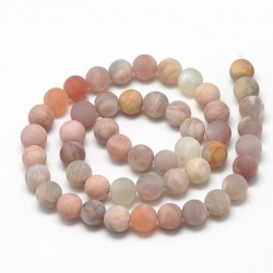 10 perles naturelles mat pierre de soleil 8mm