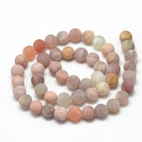 10 perles naturelles mat pierre de soleil 8mm