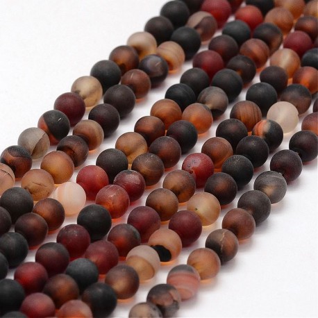 10 perles agate naturelles "terre brulée "8mm