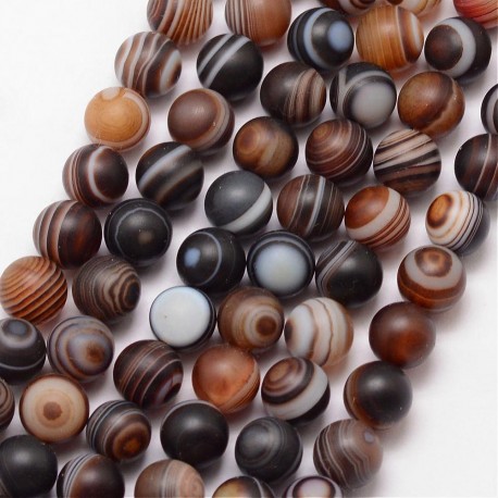 10 perles agates du Botswana mat rondes 8mm