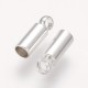 30 Embouts cordon laiton argent clair 8x1.5mm interne