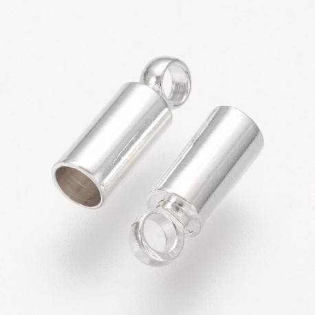 30 Embouts cordon laiton argent clair 8x1.5mm interne