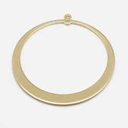 1 grand pendentif double attache rond laiton palqué or 48mm