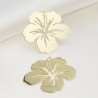 2 Estampes Hibiscus 20mm laiton  or 24kt