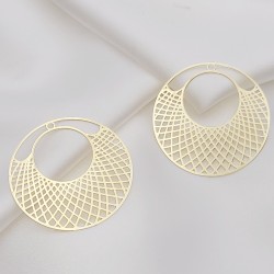 1 estampe ronde laiton plaqué or croissillon 41mm