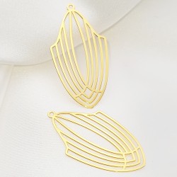 2 Estampes laiton plaqué or art nouveau ovale 40x20mm