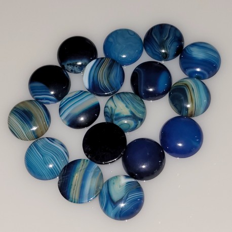 1 cabochon agate à bande  bleu des mers 20mm