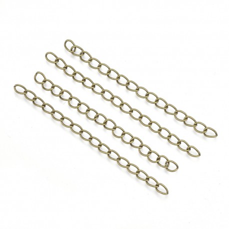 20 chainettes d'extension  bronze  goutte d'eau 70mm