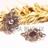 10 connecteurs fleur métal argenté relief 20,5x15mm