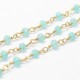 20cm chaine soudée laiton plaqué or et pierre d'amazonite  facette 4mm